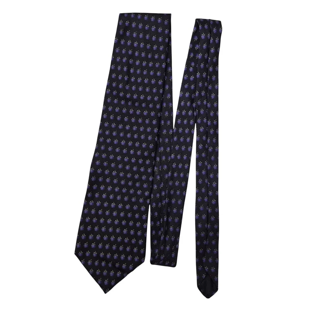 Brooks Brothers Basics‎ Repp Tie Mens Black Purple Blackberry Foulard Silk USA
